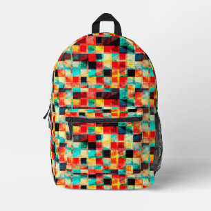 Colourful abstract geomtric bright element design printed backpack