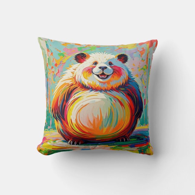 Colourful abstract giant bear panda art design  cushion (Front)
