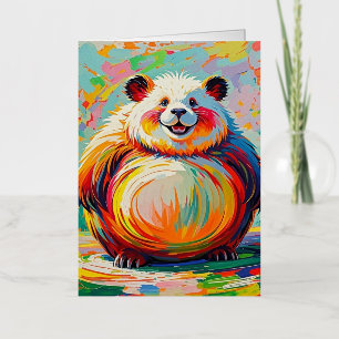 Colourful abstract giant bear panda art design  foil greeting card