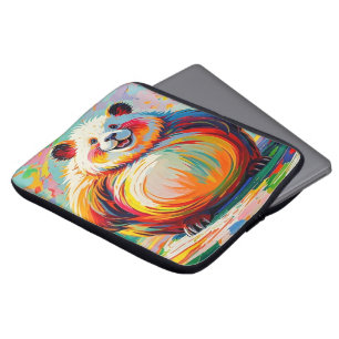 Colourful abstract giant bear panda art design  laptop sleeve