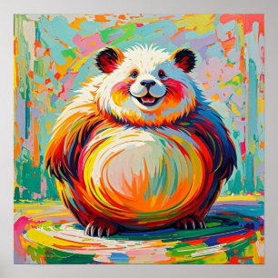 Colourful abstract giant bear panda art design  poster
