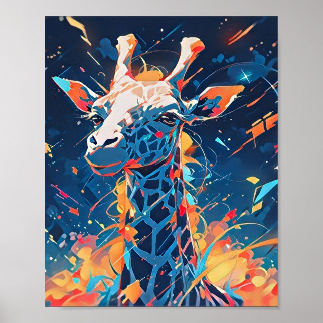 Colourful Abstract Giraffe Art Poster (Front)