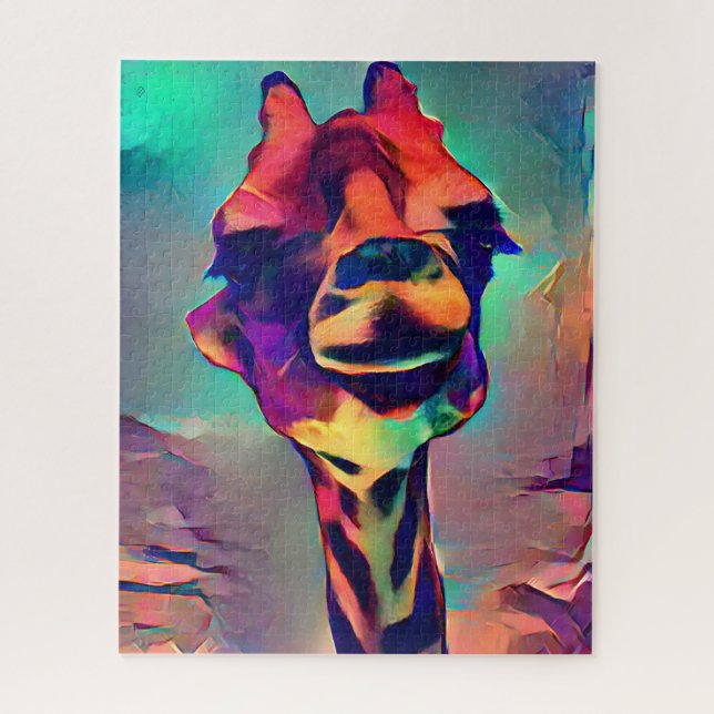 Colourful Abstract Giraffe | Hard Difficult Jigsaw Puzzle (Vertical)