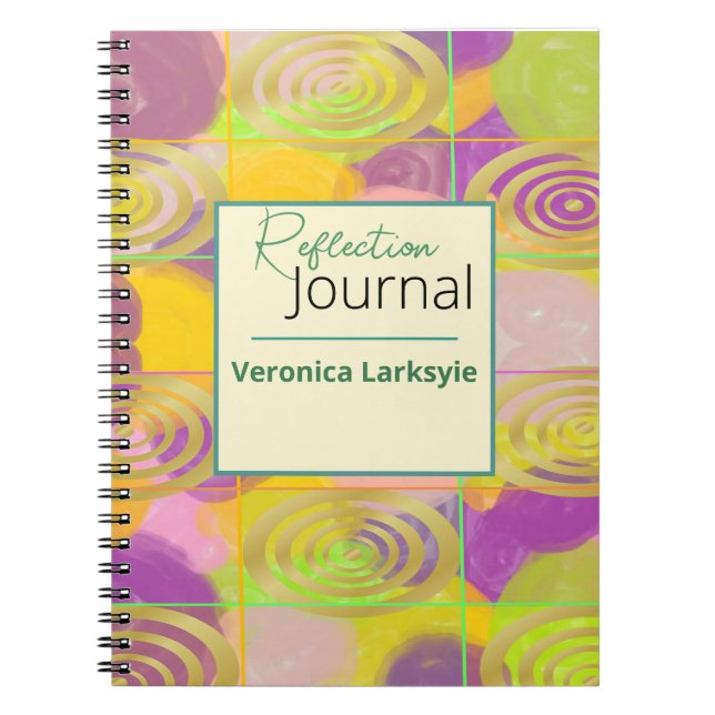 Colourful Abstract Gold Circle Notebook (Front)