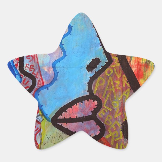 Colourful Abstract Graffiti Star Sticker (Front)