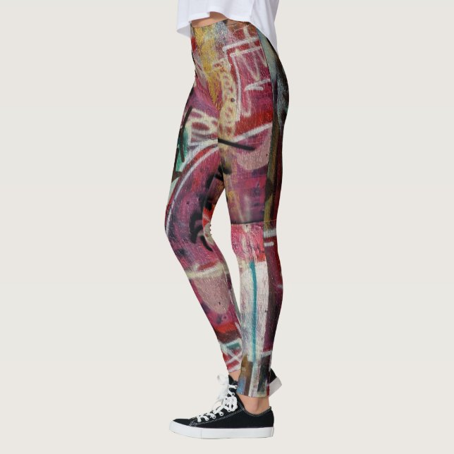Colourful Abstract Graffiti Street Art Leggings (Left)