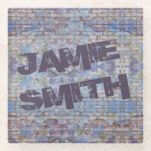 Colourful Abstract Graffiti Wall Street Art Glass Coaster (Front)