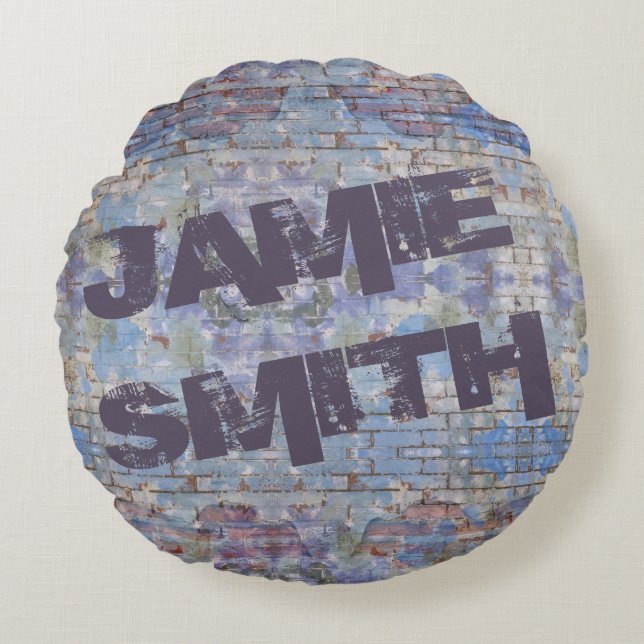 Colourful Abstract Graffiti Wall Street Art Round Cushion (Front)