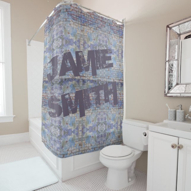 Colourful Abstract Graffiti Wall Street Art Shower Curtain (In Situ)