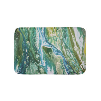 Colourful abstract green blue turquoise waterfall bath mat