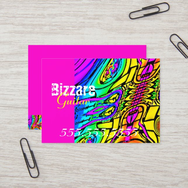 Colourful Abstract Guitar Business Card (Front/Back In Situ)