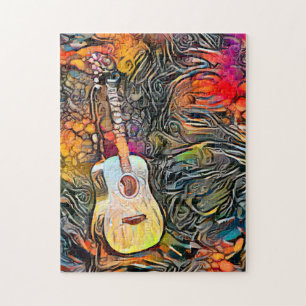 Colourful Abstract Guitar   Hard Challenging Jigsaw Puzzle