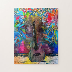 Colourful Abstract Guitar   Hard Challenging Jigsaw Puzzle