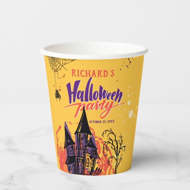 Colourful Abstract Halloween Party Paper Cups (Front)
