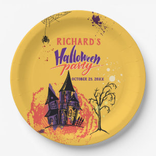Colourful Abstract Halloween Party Paper Plate