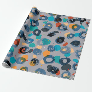 Colourful abstract hand-drawn circles pattern wrapping paper
