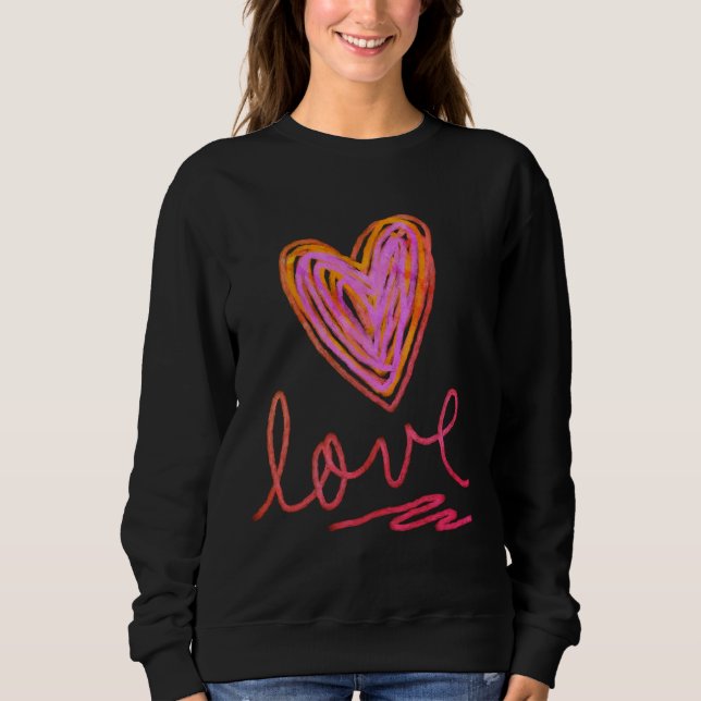 Colourful Abstract Heart Wearable Art Sweatshirt (Front)