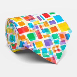 Colourful Abstract Hip Geometric Mosaic Art Patter Tie