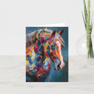 Colourful Abstract Horse Blank Card