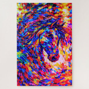 Colourful Abstract Horse Portrait Impasto Jigsaw Puzzle