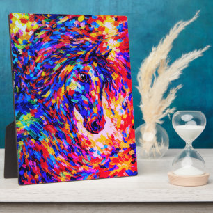 Colourful Abstract Horse Portrait Impasto Plaque
