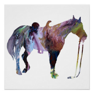 Colourful abstract horse silhouette poster