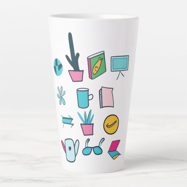  Colourful Abstract Icons Featuring Everyday Items Latte Mug (Front)