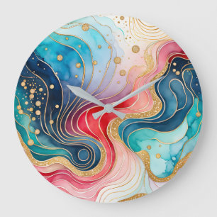 Colourful Abstract Ink Art Wall Clock