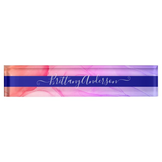 Colourful Abstract Ink Blot Beautiful Custom Nameplate (Front)