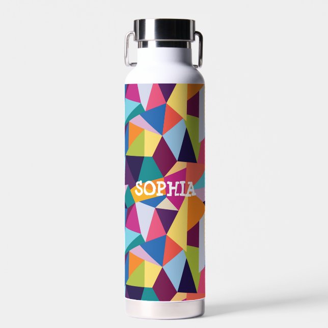 Colourful Abstract Insulated Water Bottle with Nam (Front)