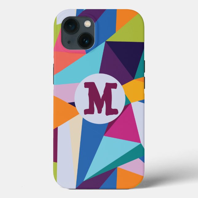 Colourful Abstract iPhone Case with Initial (Back)
