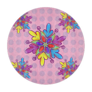 Colourful Abstract Kaleidoscope Flower Pattern Cutting Board