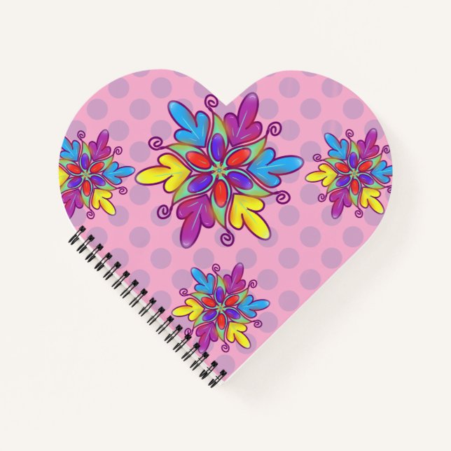 Colourful Abstract Kaleidoscope Flower Pattern Notebook (Front)