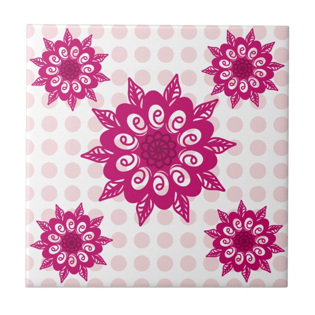 Colourful Abstract Kaleidoscope Flower Pattern Thr Ceramic Tile (Front)