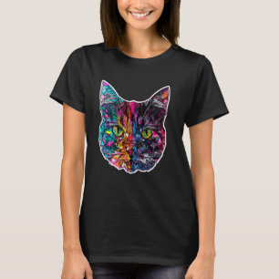Colourful Abstract Kitten Cute Geometry Polygon Ca T-Shirt