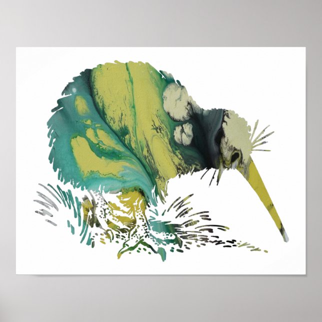 Colourful abstract  Kiwi silhouette Poster (Front)