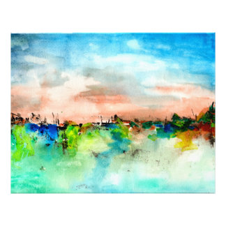 Colourful Abstract Landscape Watercolor Print