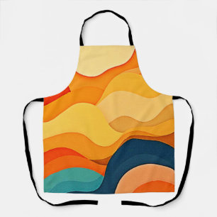 Colourful Abstract Layered Waves Apron