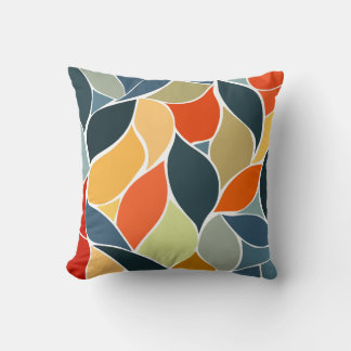 Colourful Abstract Leaf Pattern Pillow 16" x 16"