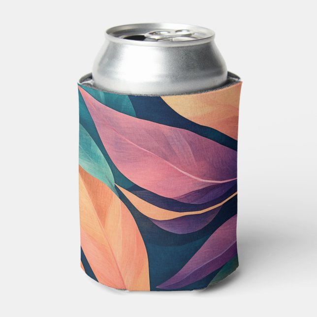 Colourful Abstract Leaves Can Cooler (Can Front)