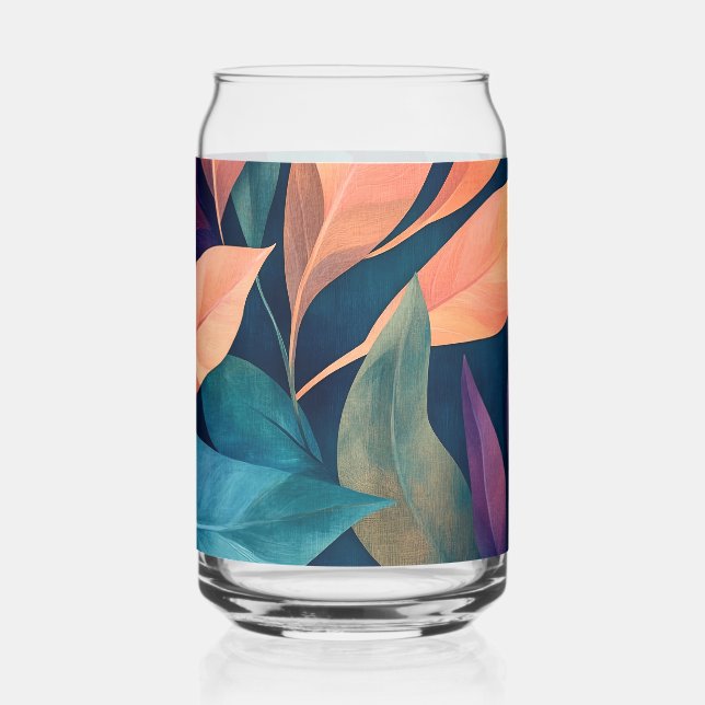 Colourful Abstract Leaves Can Glass (Left)