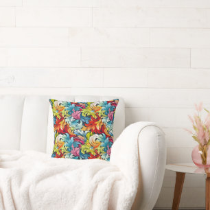 Colourful Abstract Leaves Cushion