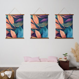 Colourful Abstract Leaves Hanging Tapestry