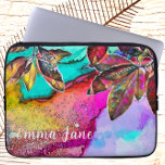 Colourful Abstract Leaves Ink Nature Art Laptop Sleeve<br><div class="desc">This nature art laptop case is a blast of wonderful colours. The background started with an alcohol ink design which underwent an amazing bokeh style transformation. Amazingly colourful leaves emerge from the left and right top of the case. The vibrant foliage blends wonderfully with the pretty background art. The colours...</div>