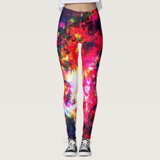 Colourful Abstract Leggings with neon space galaxy