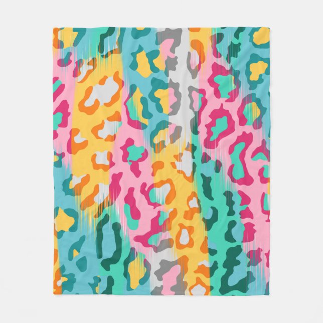 Colourful Abstract leopard animal skin background. Fleece Blanket (Front)