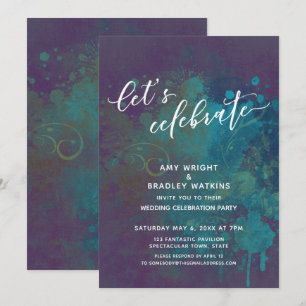 Colourful Abstract Let's Celebrate Reception-Only Invitation