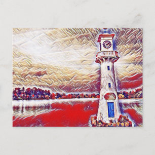 Colourful Abstract Lighthouse Roath Lake Cardiff Postcard