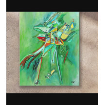 Colourful Abstract Line Art Green Modern Home Deco