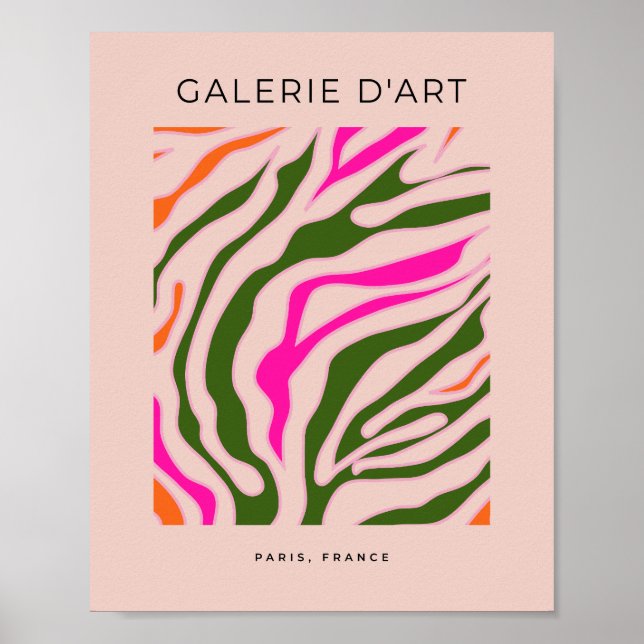 Colourful Abstract Line Green Pink Orange Poster (Front)
